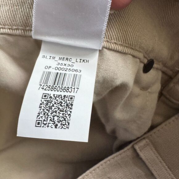 Mott and Bow Slim Mercer Mens 35x30 Khaki Stretch Twill Denim $149 - Picture 3 of 9